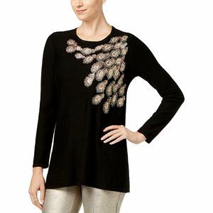NWT Alfani Rose Shimmer Black Lightweight Sweater